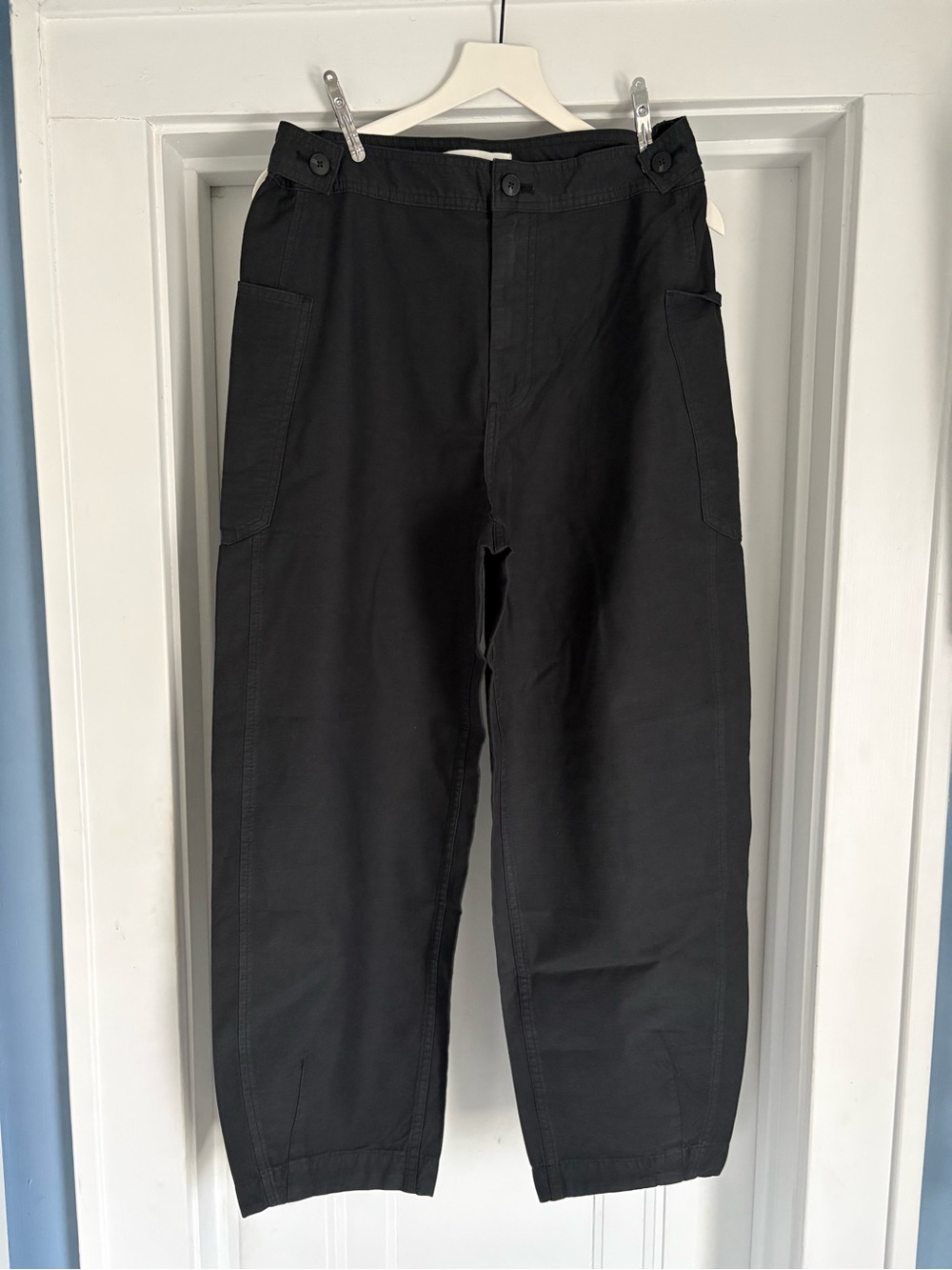 NWOT EVERLANE The Fatigue Barrel Pant in Black Cotton Linen Blend Size 8 - Picture 9 of 16